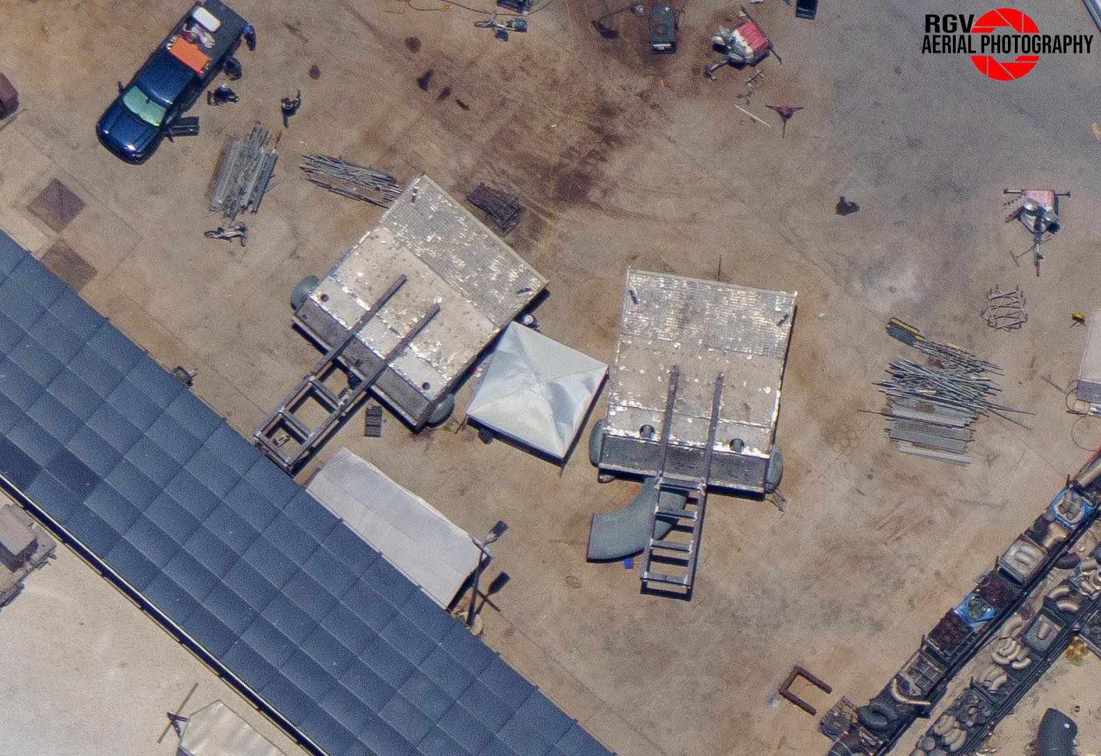 Water-cooled plates stored at the SpaceX's Sanchez site at Starbase.