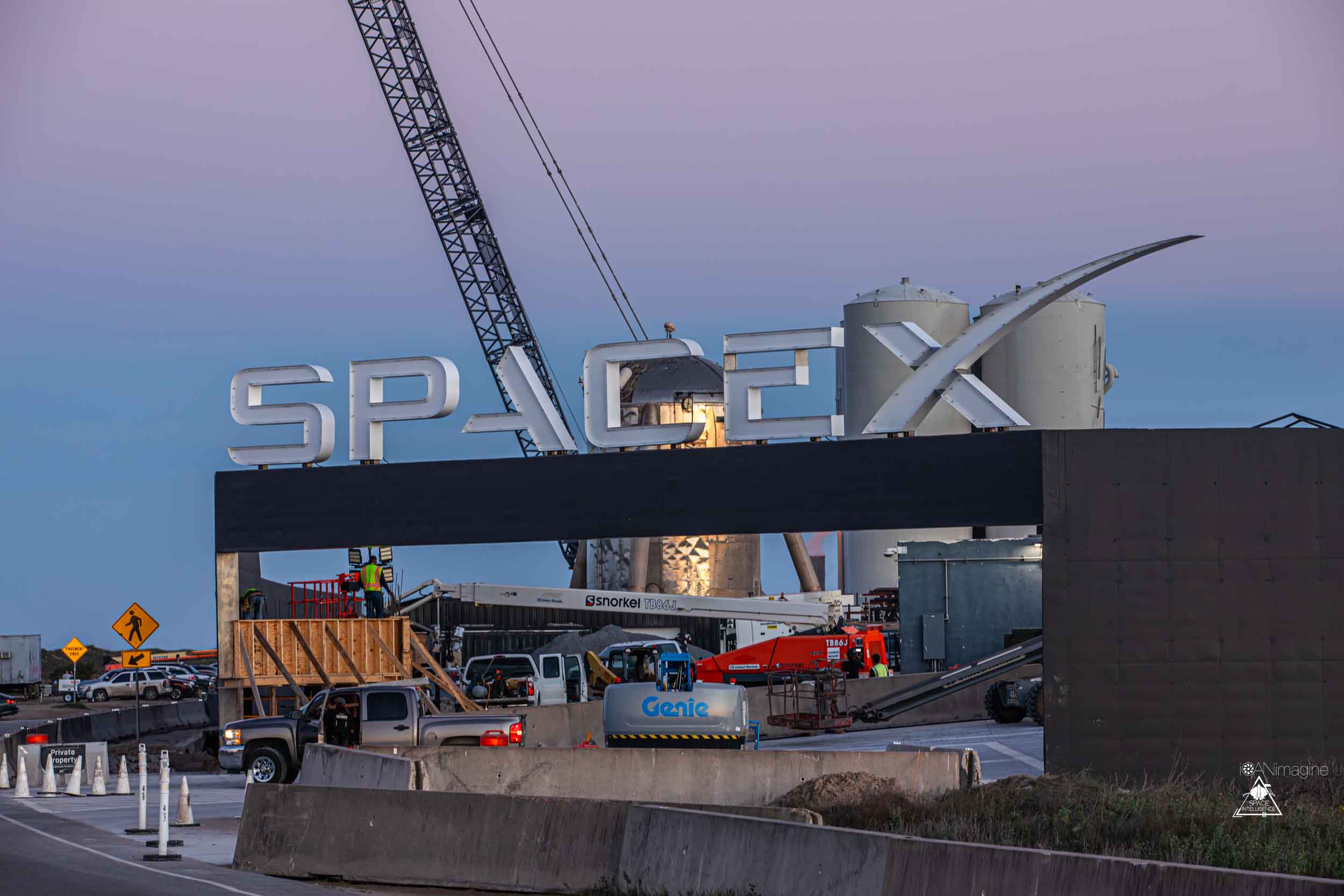 The new SpaceX sign at the Launch Site at Starbase Texas.