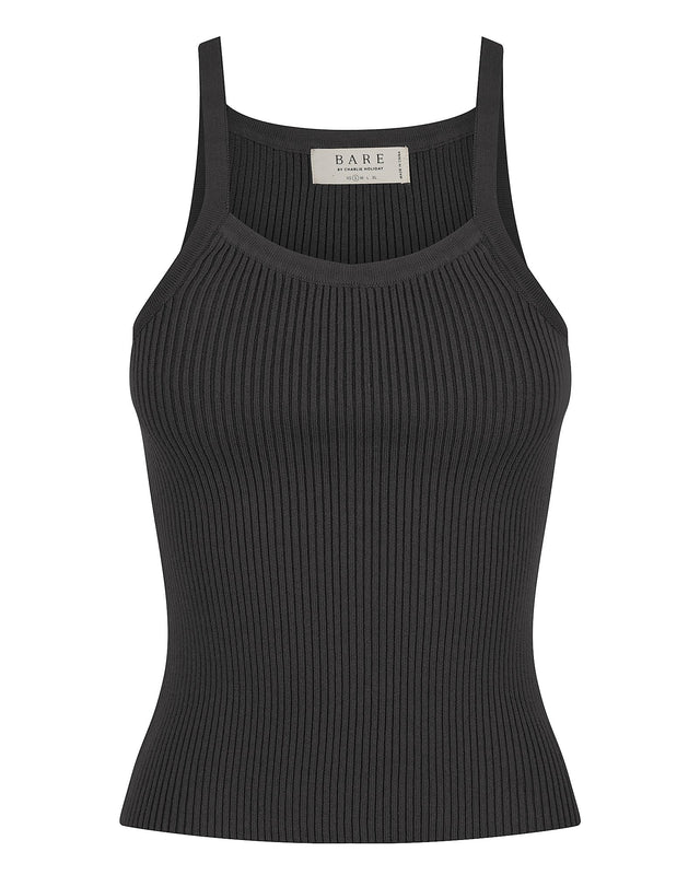 RIVA CABLE KNIT TANK IN BLACK - Honest Boutique