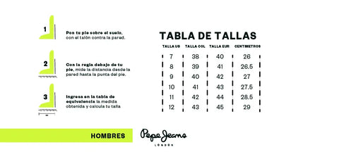 guia tallas pepe jeans Replays Tiendas Deportivas