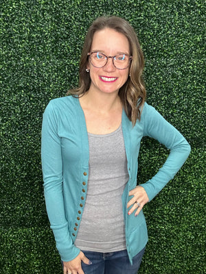 SNAP BUTTON CARDIGAN-2039 - The Turquoise Door Boutique LLC