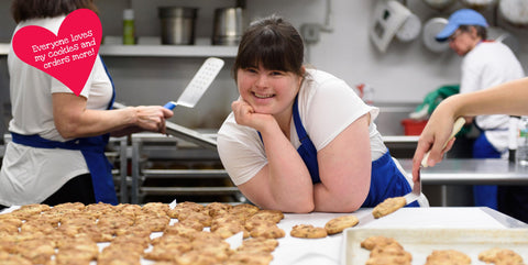 Collette has down syndrome and uses her cookies to help others with disabilities