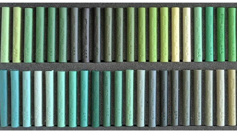 Green pastels from Pastels Girault