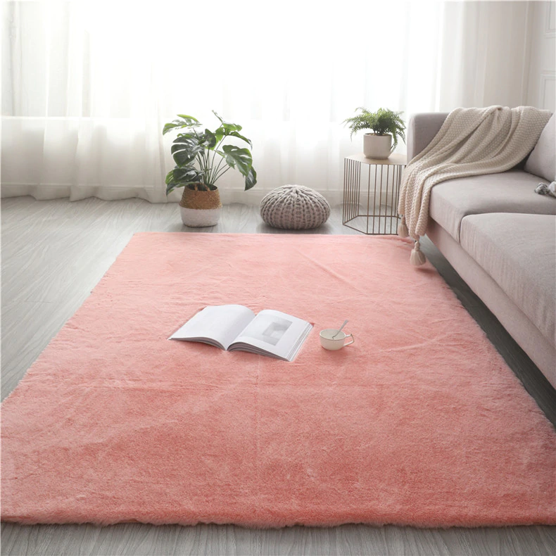 Super Soft Pink Shaggy Rug Thick Deep Pile Blush Living Room 
