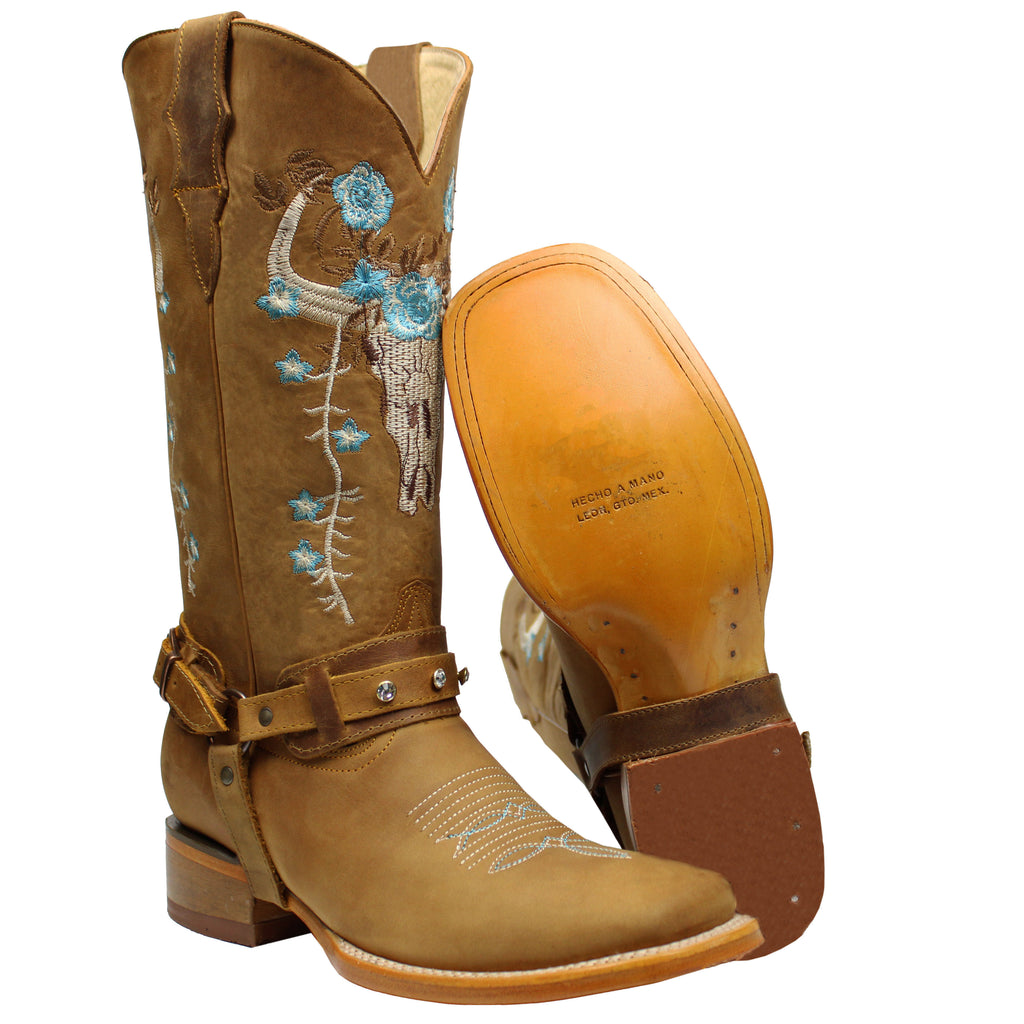 Traer carro calcetines Women's Genuine Leather Western Cowgirl Boots Longhorn Square Toe Bota –  Cuero Loco