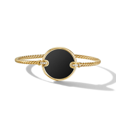 DY Elements Bracelet in 18K Yellow Gold with Black Onyx and Pavé Diamonds