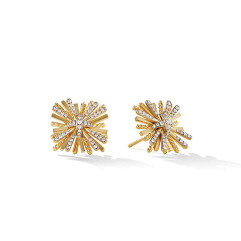 David Yurman Angelika Stud Earrings in 18K Yellow Gold with Pavé Diamonds