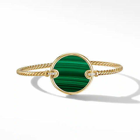 DY Elements® Bracelet in 18K Yellow Gold with Malachite and Pavé Diamonds
