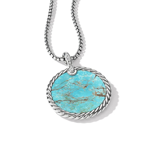 DY Reversible Disc Pendant with Turquoise and Mother of Pearl and Diamonds