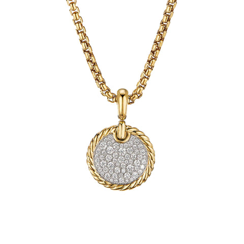 DY Elements® Disc Pendant in 18K Yellow Gold with Pavé Diamonds