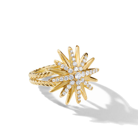 David Yurman Starburst Ring in 18K Yellow Gold with Pavé Diamonds