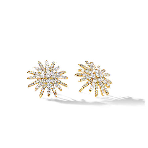 David Yurman Starburst Stud Earrings in 18K Yellow Gold with Pavé Diamonds