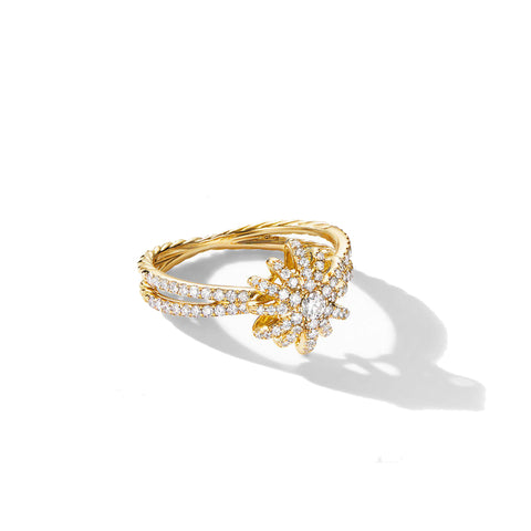 David Yurman Starburst Ring in 18K Yellow Gold with Pavé Diamonds