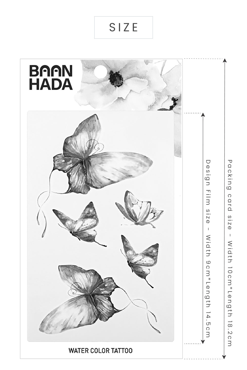 화려한 바디 아트 임시 문신, 방수 가짜 문신 스티커, 어린이 나비 파티 BAANHADA