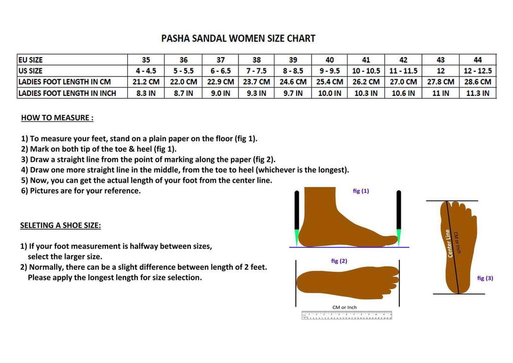 Sandals Size Chart