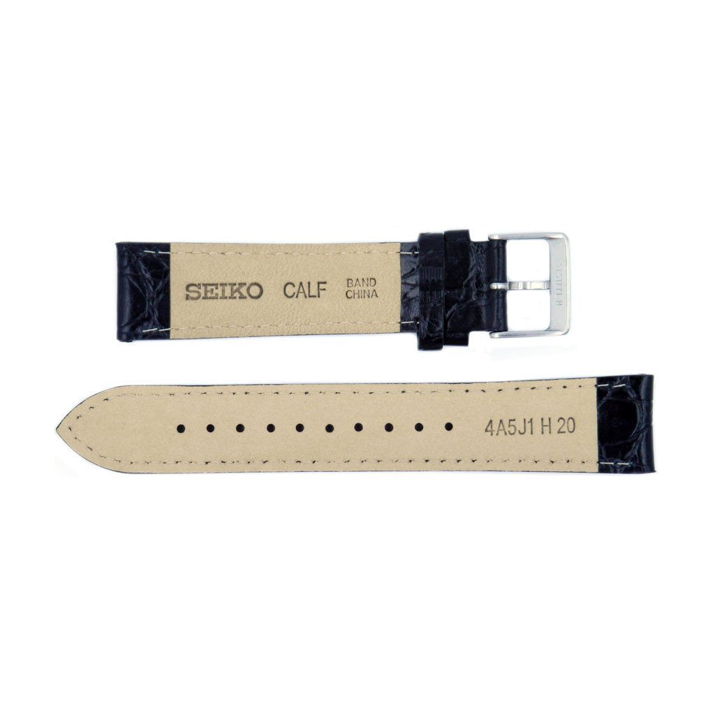 Seiko Black Leather Crocodile Grain Watch Strap - 4LH5YB –  