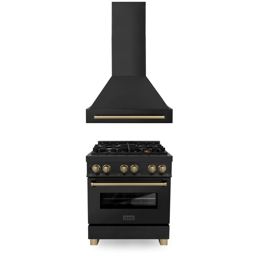 Fotile Package 30 Inch Cooktop and 30 Inch 850 CFM Range Hood in Black,  AP-GLS30501-2