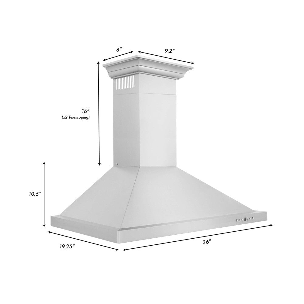 ZLINE Convertible Vent Wall Mount Range Hood in Stainless Steel with C