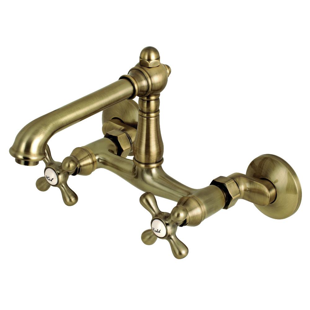 Kingston Brass KS7792ALBS English Country Brass Bridge Kitchen Faucet with  Sprayer, Polished Brass