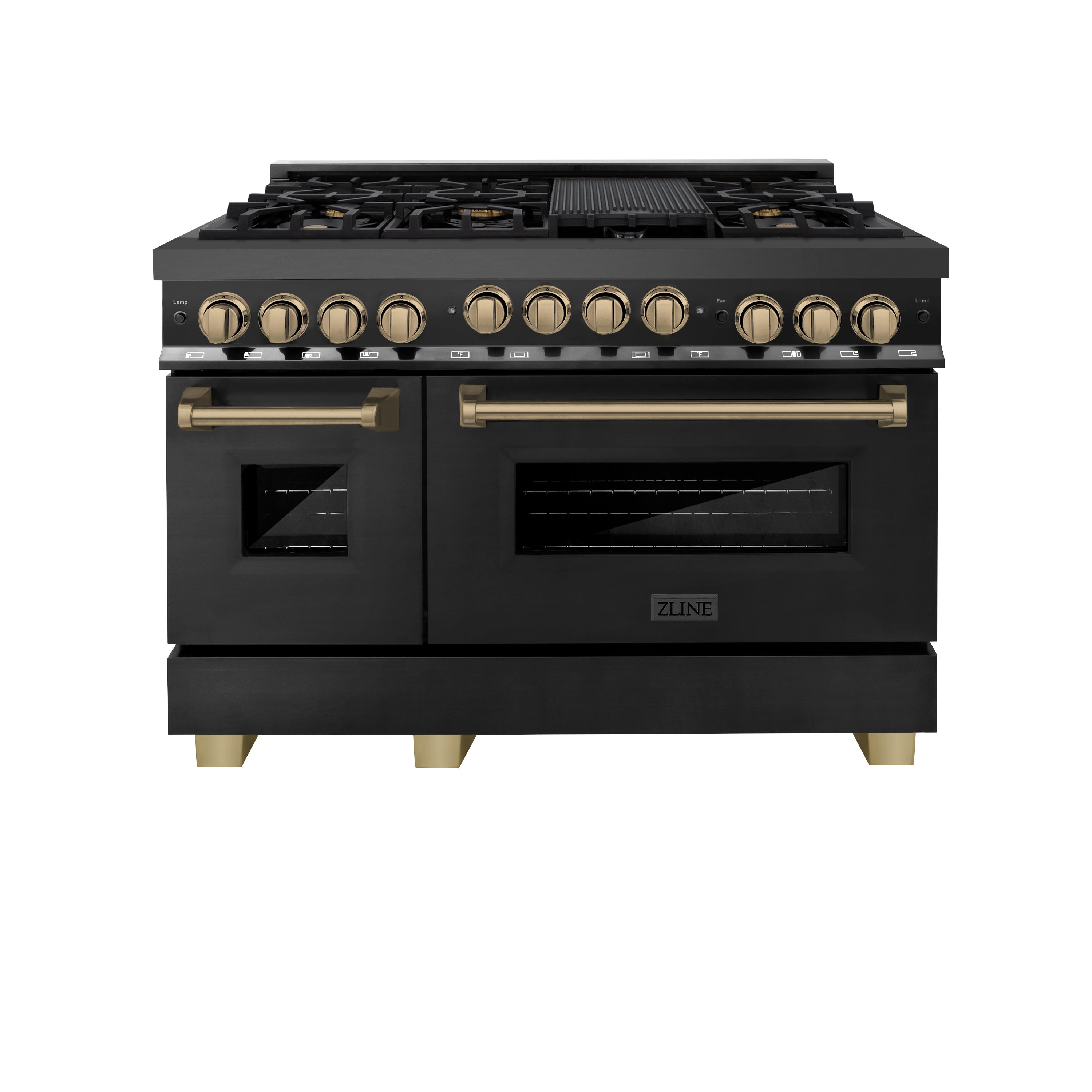 ZLINE Autograph Edition 48 in. 6.0 cu. ft. Range with Gas Stove and Gas Oven in Black Stainless Steel with Accents (RGBZ-48)