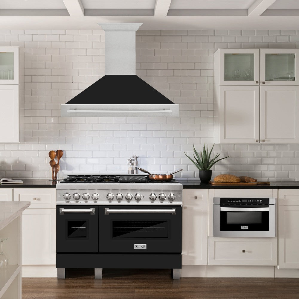 48 black stainless range hood