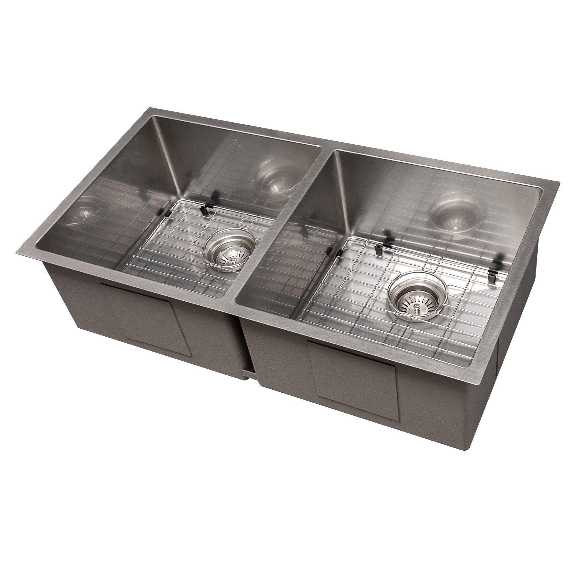 Zline 36 In Anton Undermount Double Bowl Kitchen Sink With Bottom Gri