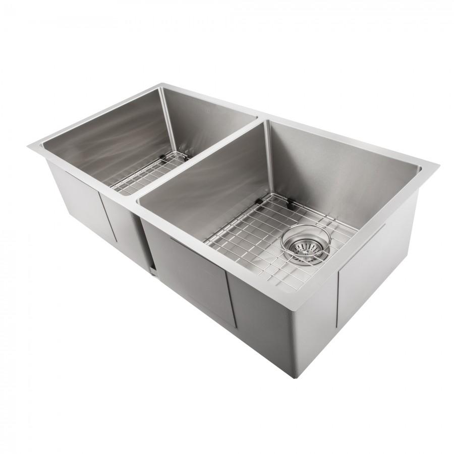 Zline 36 In Anton Undermount Double Bowl Kitchen Sink With Bottom Gri