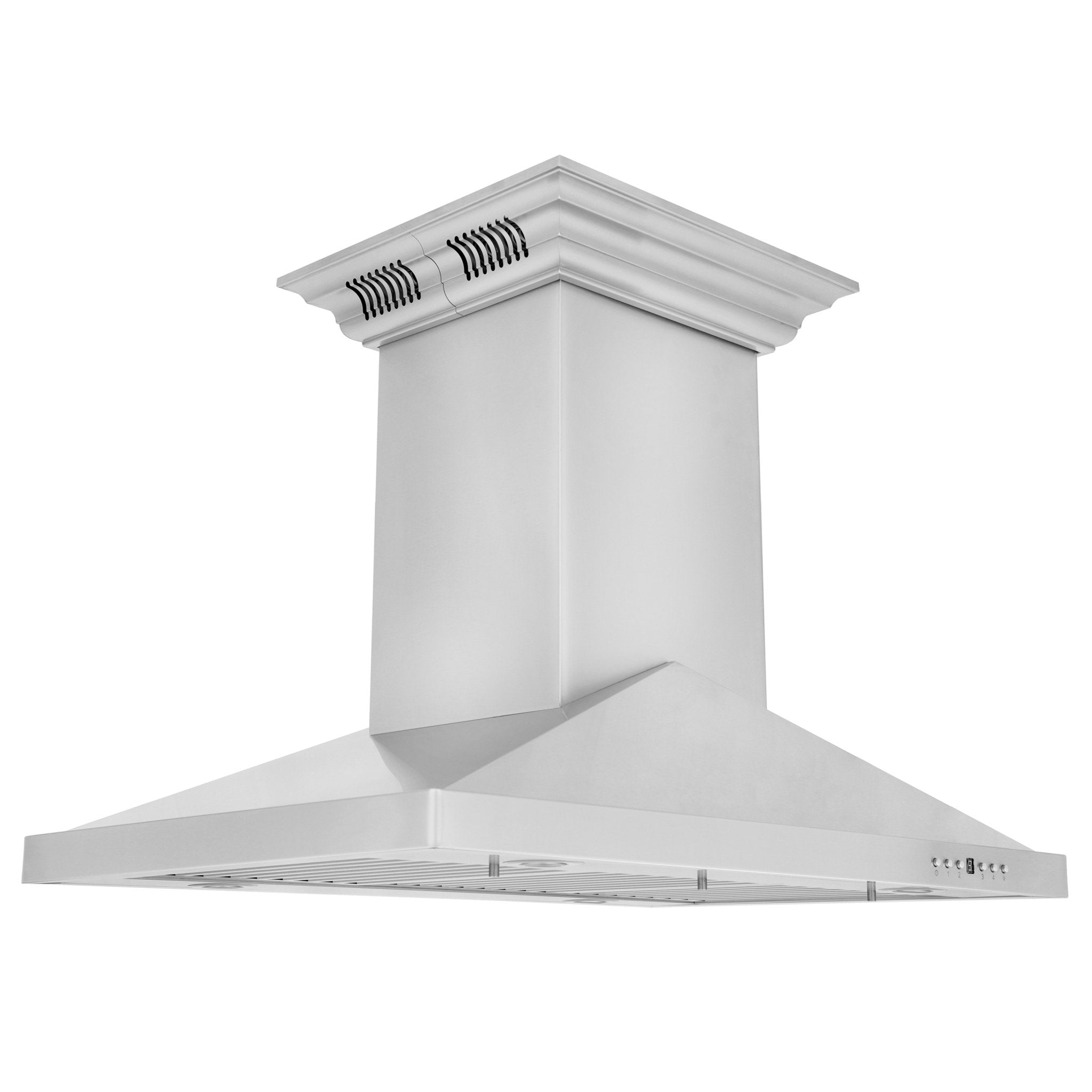 ZLINE Ducted Vent Island Mount Range Hood in Stainless Steel with Buil