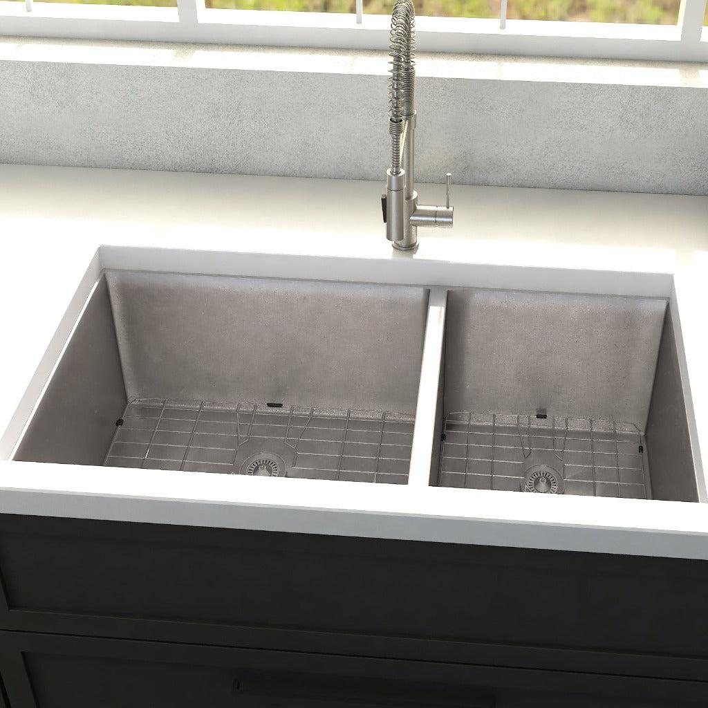 Zline 36 Chamonix Undermount Double Bowl Kitchen Sink With Bottom Grid