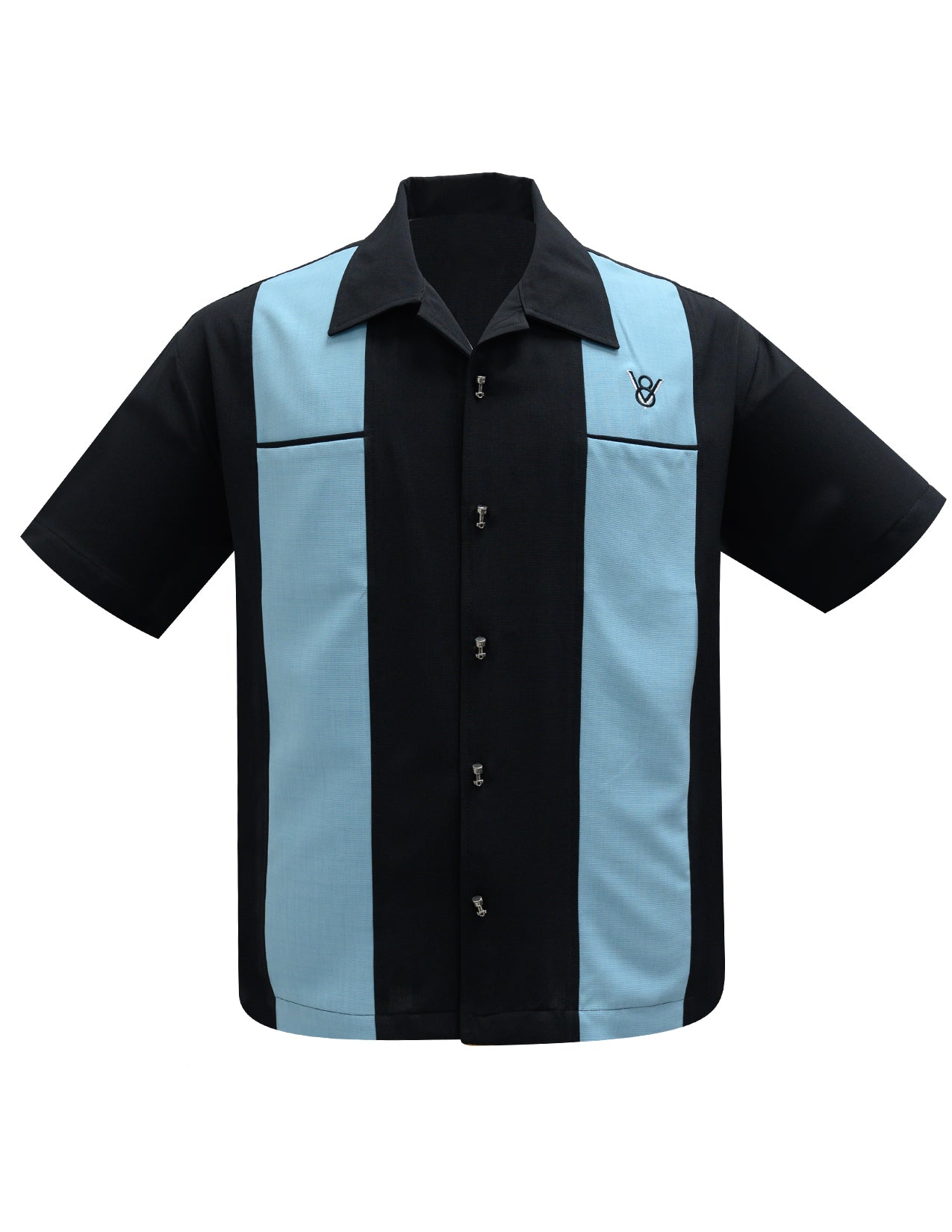 Shop Classy Piston Bowling Shirt in Black/Aqua Online | Steady Clothing