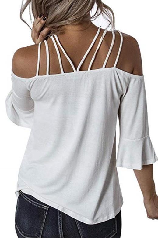 Flare Sleeve Off-Shouder Sling T-Shirt – TheGlamourLady.com