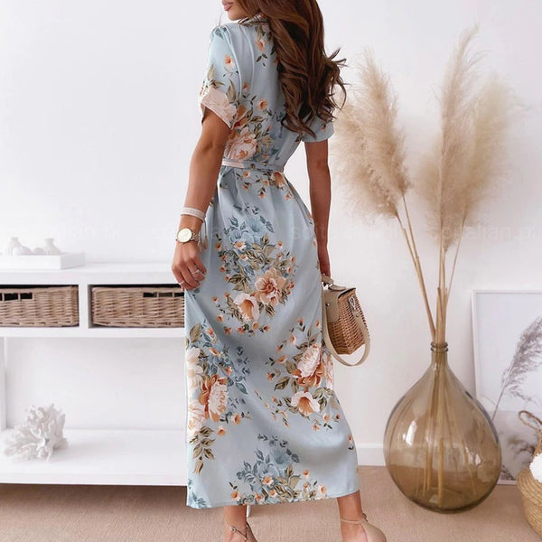 Vintage V-Neck Short Sleeve Party Dress – TheGlamourLady.com