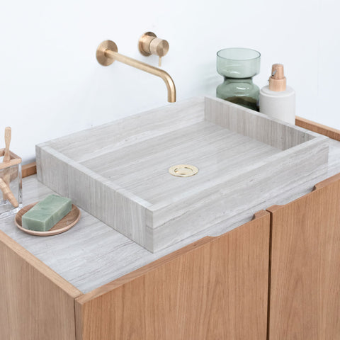 Beige marble sink with gold details Going Objects