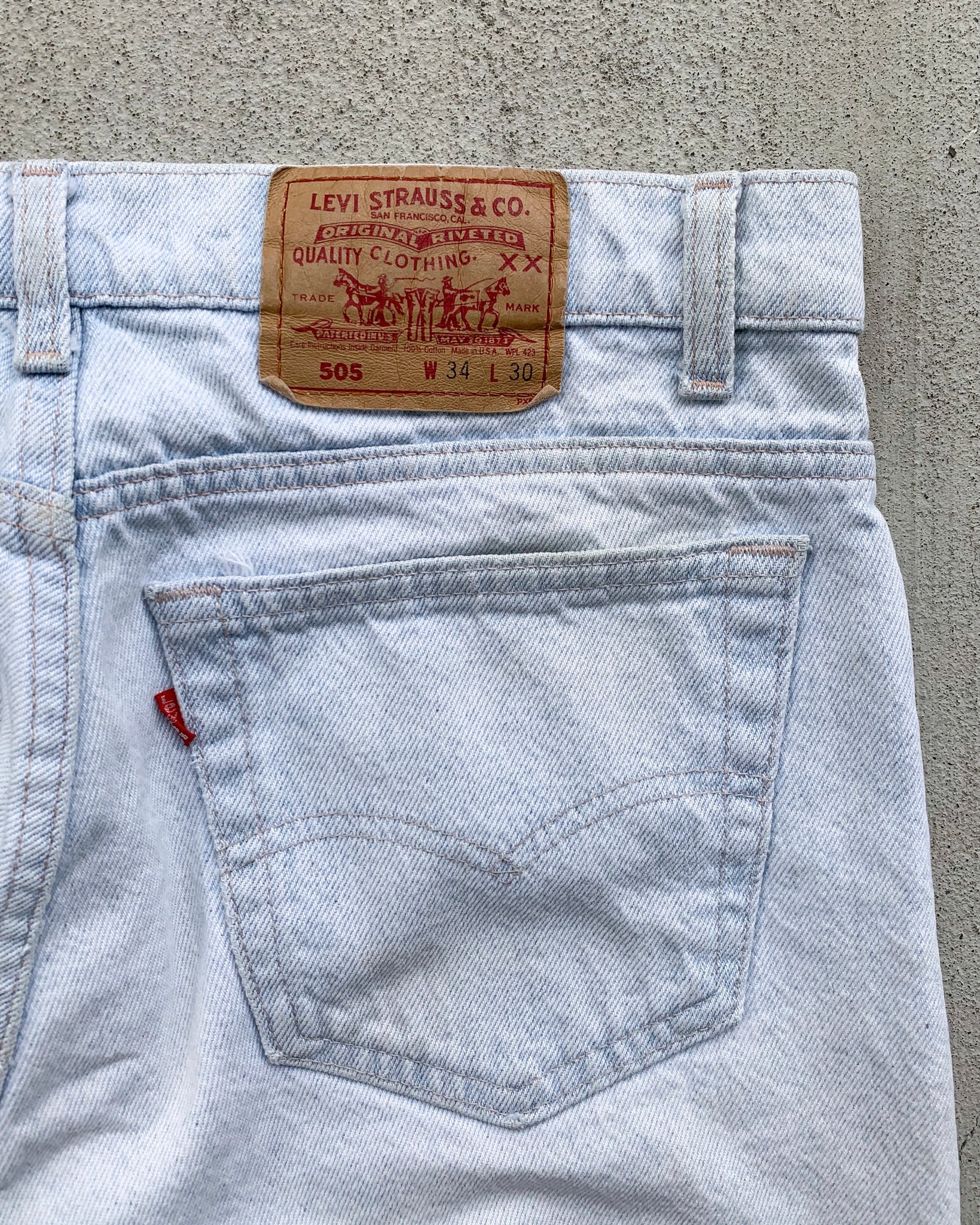 Bleached Light Wash Levi's 505 - 1980s – Grey Ground