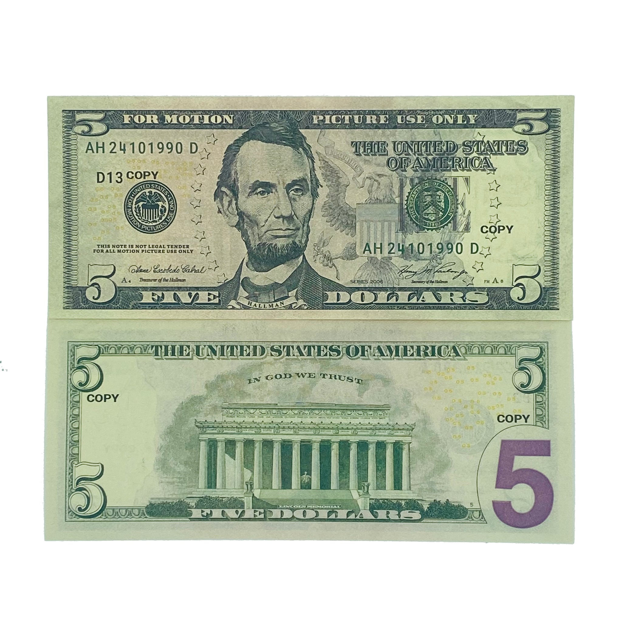 realistic replica prop money double sided full print