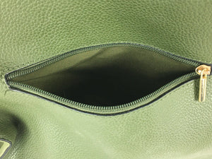 A New Day Green Pebbled Material Multi Pocket Bag w Convertible Strap & Handles
