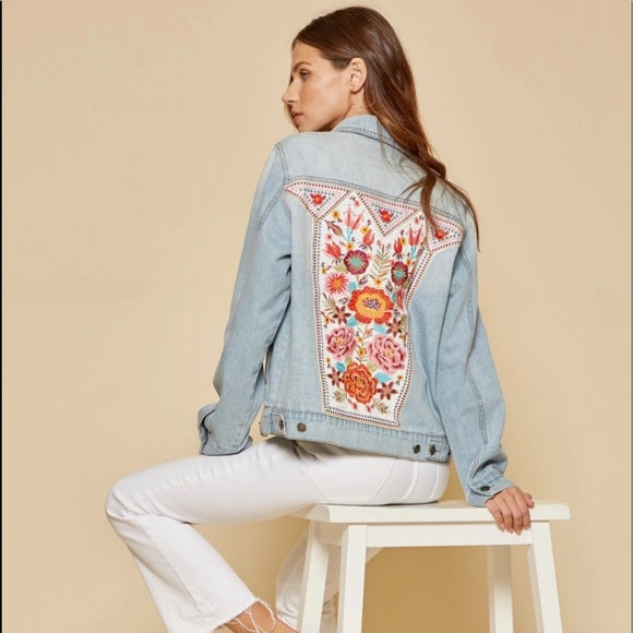 Thistle Embroidered Wavy Denim Jacket - Ready-to-Wear 1AB516