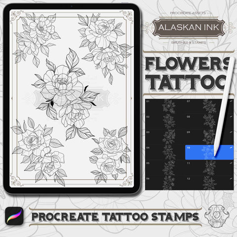 Flower Tattoo Compositions Brushes for Procreate app