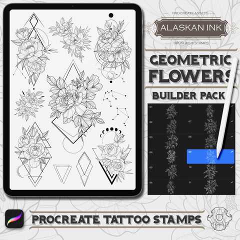 Geometric & Flowers Builder Procreate Pack by Alaskanink