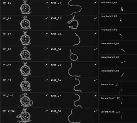 50 Pocket Watch Tattoo Brushes for Procreate application iPad and iPAd pro created by Tattoo Artists