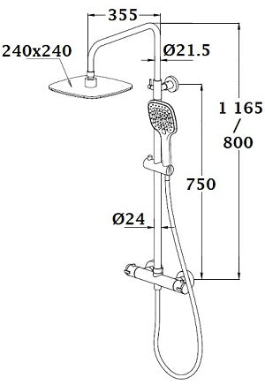 Colonne de douche BERENS noire dimensions