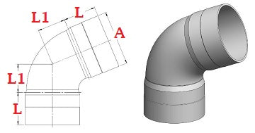 Dimensions coude pvc 67 femelle femelle