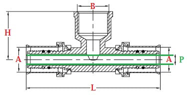 Dimensions raccord multicouche té femelle au centre