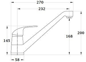 Mitigeur évier bec fondu FANGO dimensions