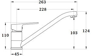 Dimensions mitigeur évier YUNA