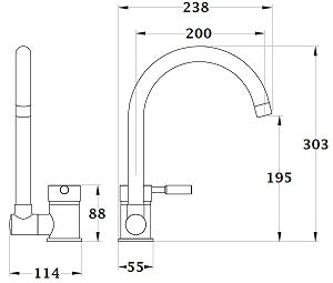 Dimensions robinet cuisine TAMISE