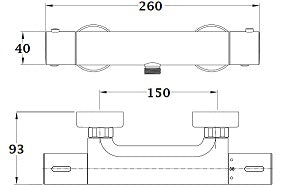 Dimensions mitigeur thermostatique douche LINEATHERM