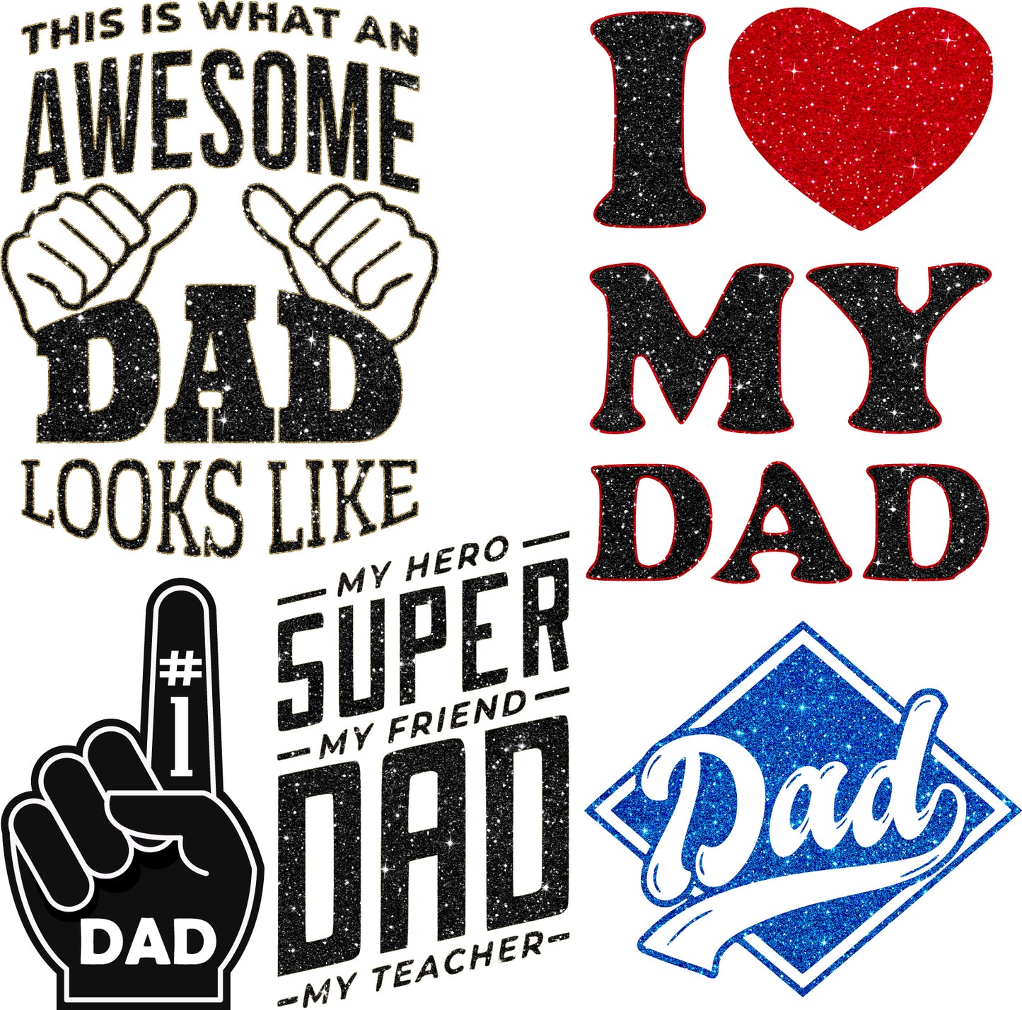 Dad Sayings - Set 3 - Accents Half Sheet Misc. (Must Purchase 2 Half sheets - You Can Mix & Match)