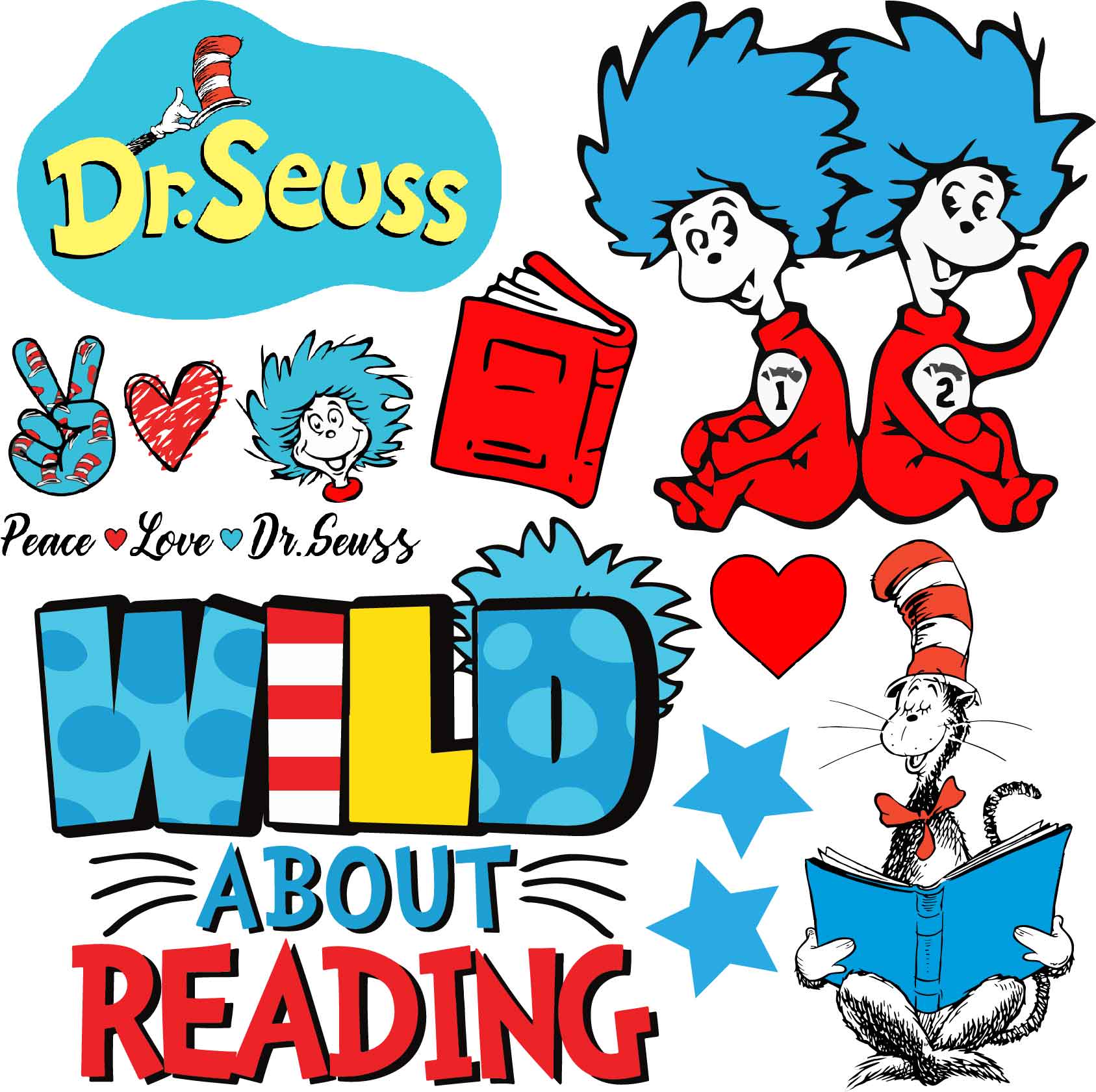 Dr. Seuss - Reading - Set 2 Theme Half Sheet Misc. (Must Purchase 2 Ha ...