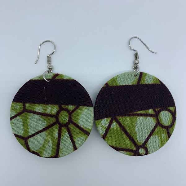 African Print Earrings-Round S Green Variation 15 - Lillon Boutique